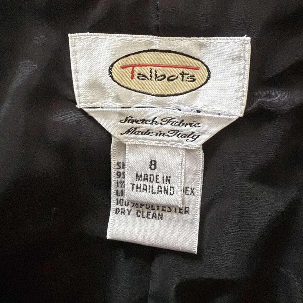 VTG Talbots Black Italian Wool Dress Pants Side Zip Stretch Tailored Trousers 8 - Picture 3 of 9
